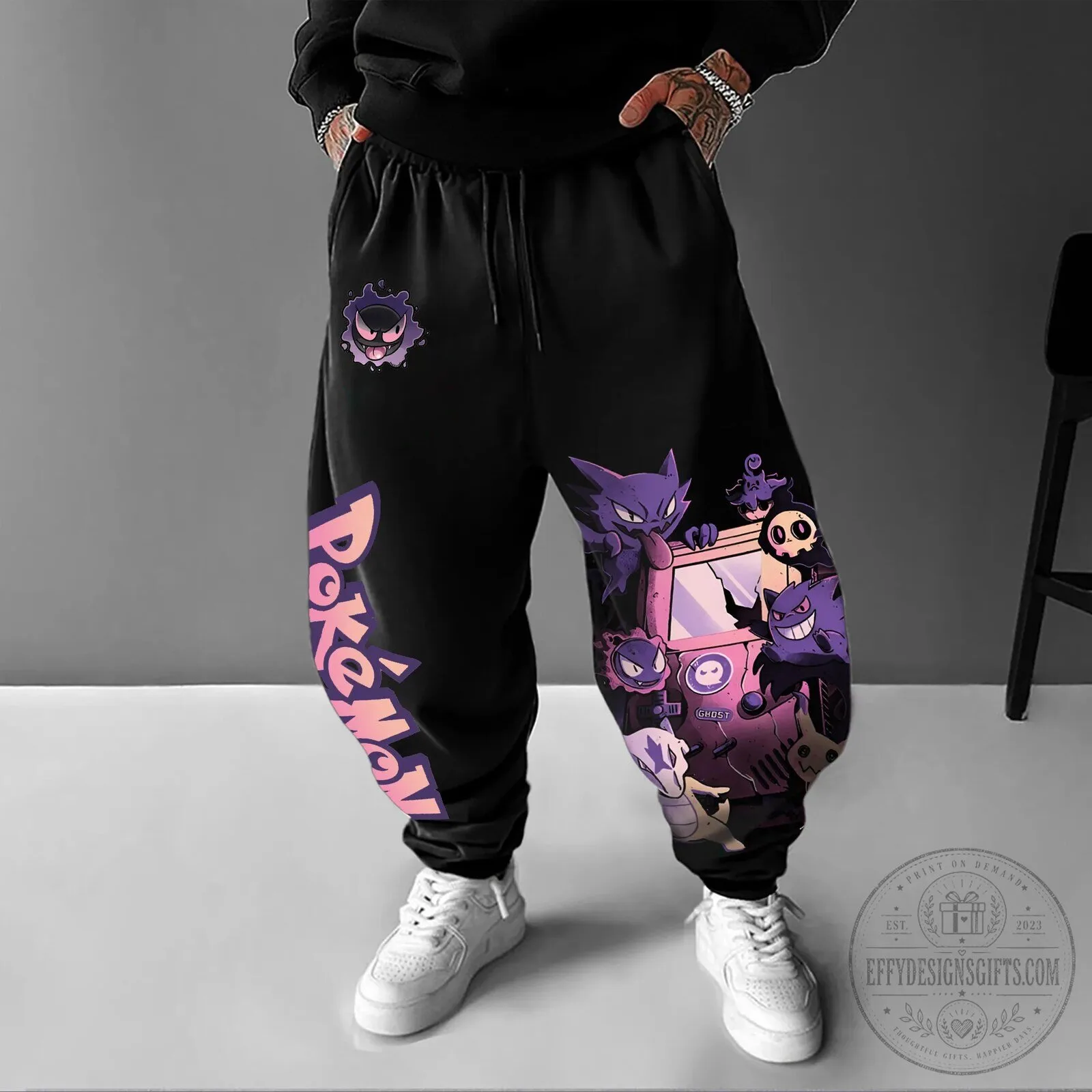Pokemon Ghost Type Characters Unisex Black Jogger Pants