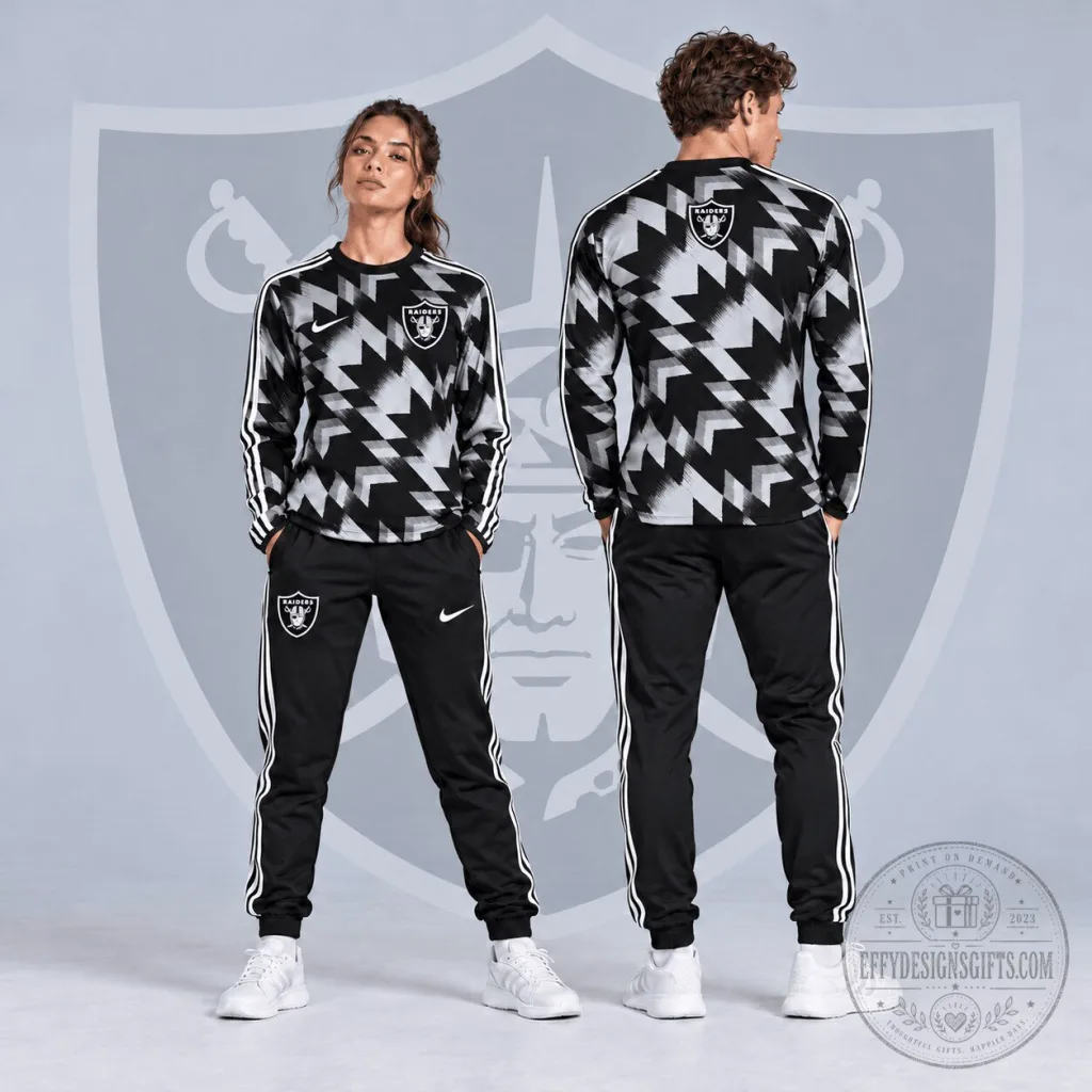 Las Vegas Raiders NFL Abstract Zigzag Camo Long Sleeve Crewneck Shirt Las Vegas Raiders NFL Abstract Zigzag Camo Long Sleeve Crewneck Shirt
