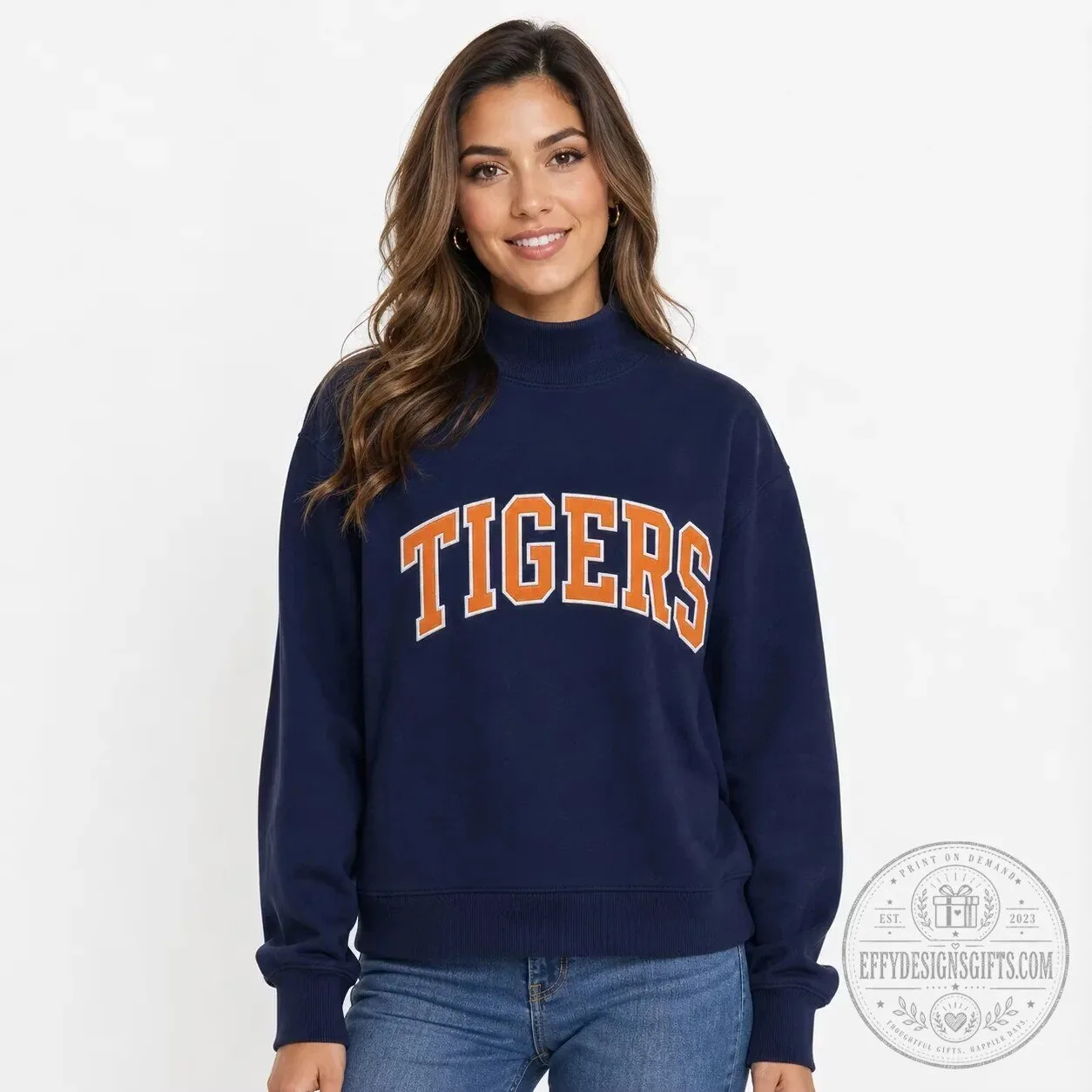 Auburn Tigers Mockneck College Football Team Fan Sweatshirt