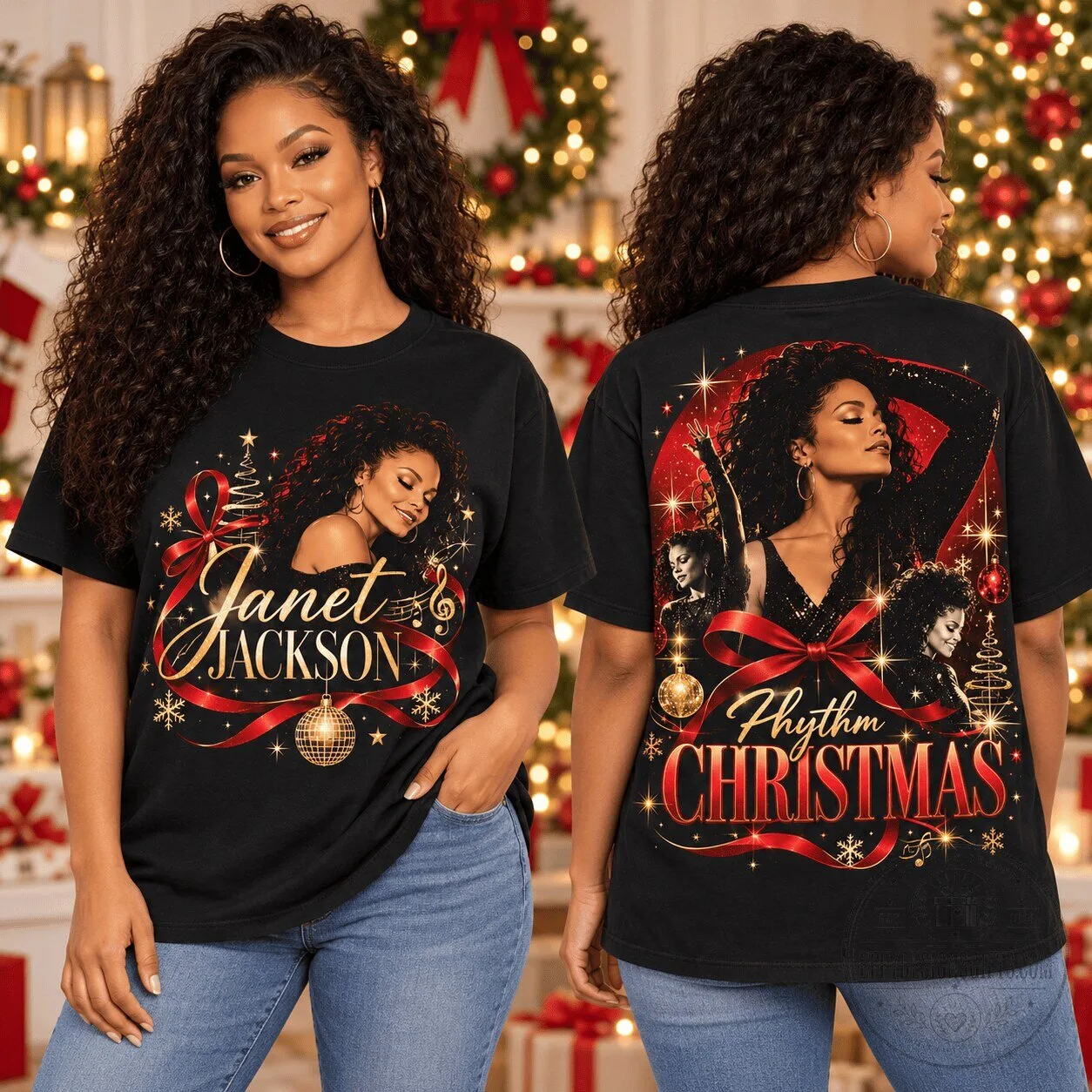 Janet Jackson Rhythm Christmas Album Art Holiday Music Fan T-Shirt