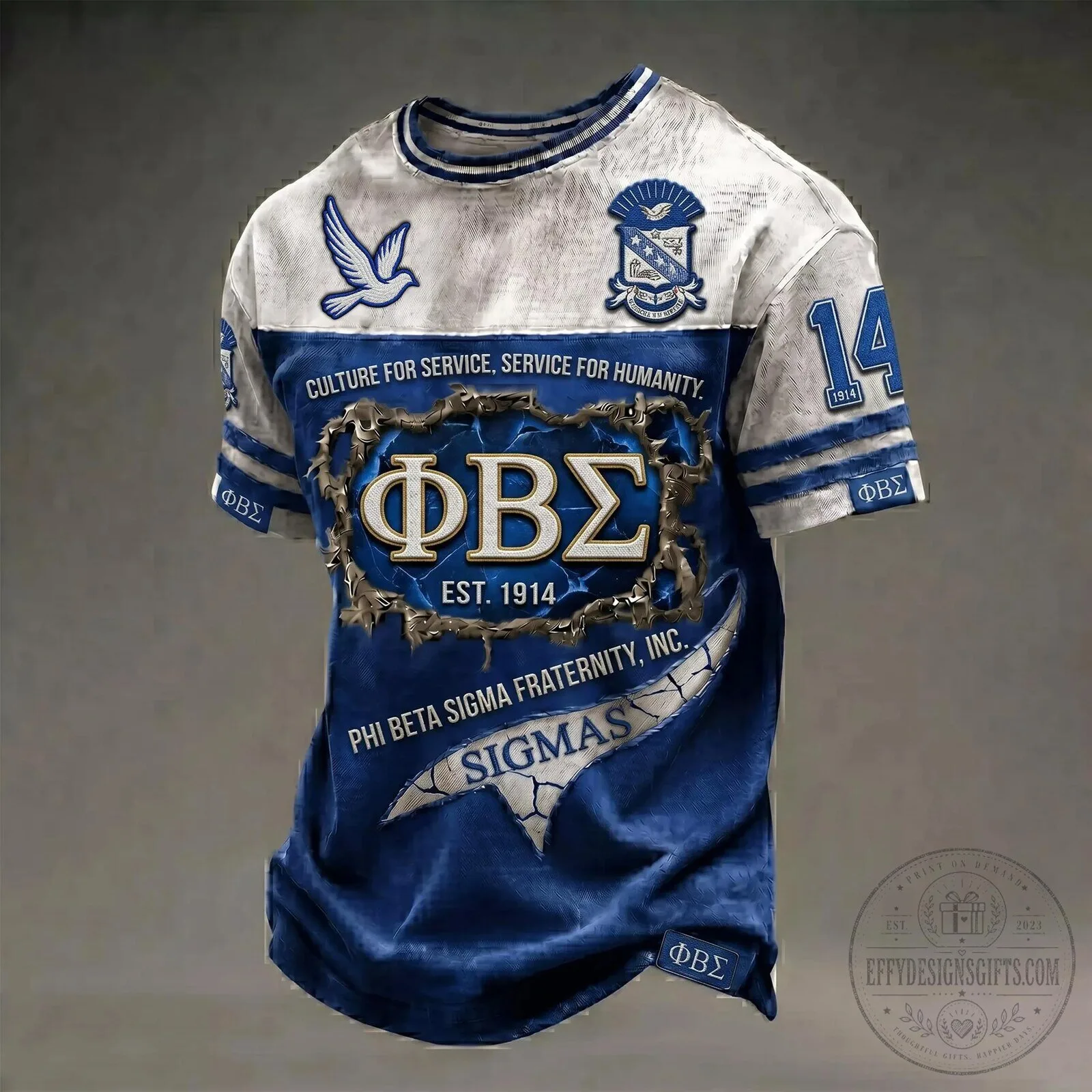 Phi Beta Sigma Fraternity Incorporated Sigmas Blue and White T-Shirt