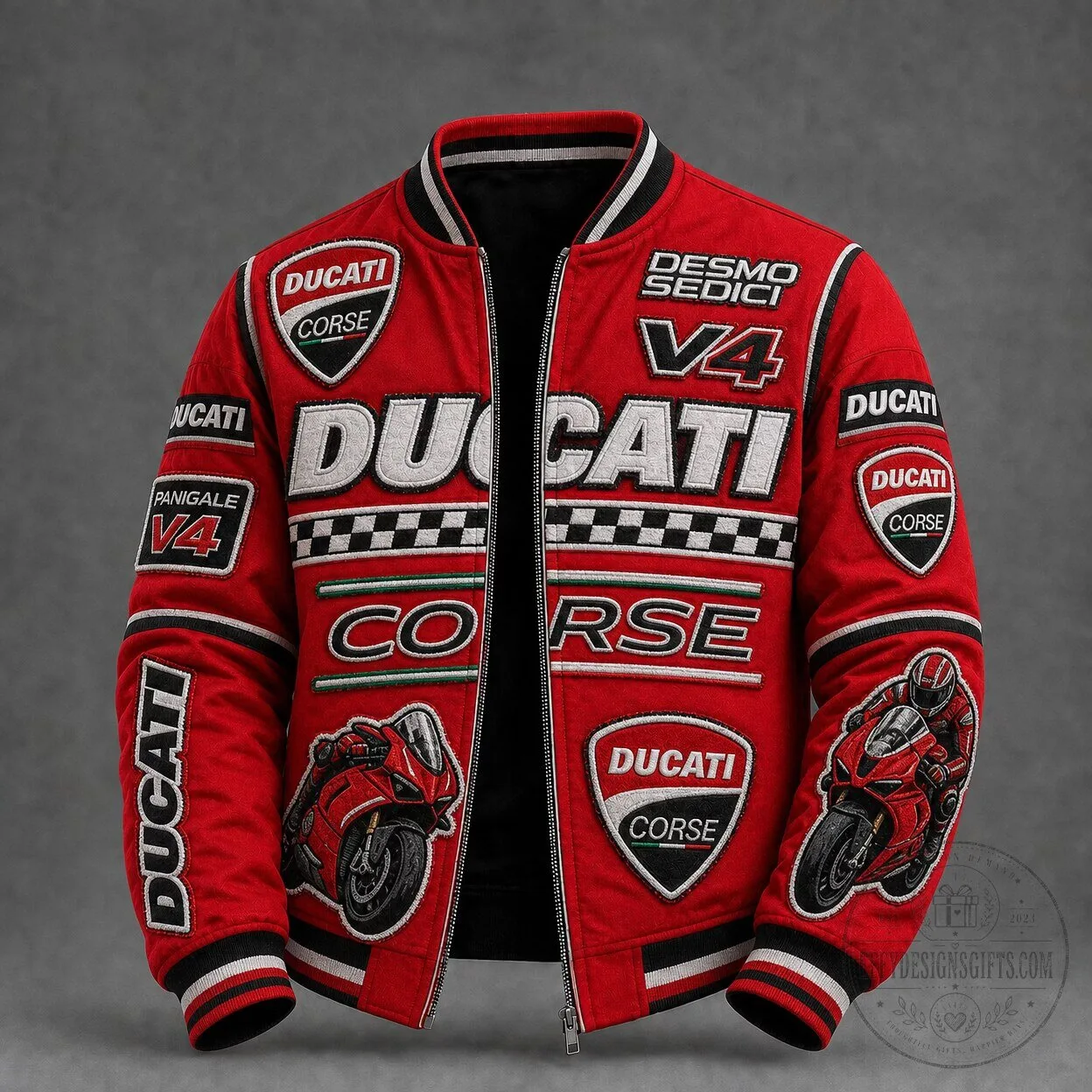 Ducati Panigale V4 Desmosedici Motorcycle Racing Bomber Jacket