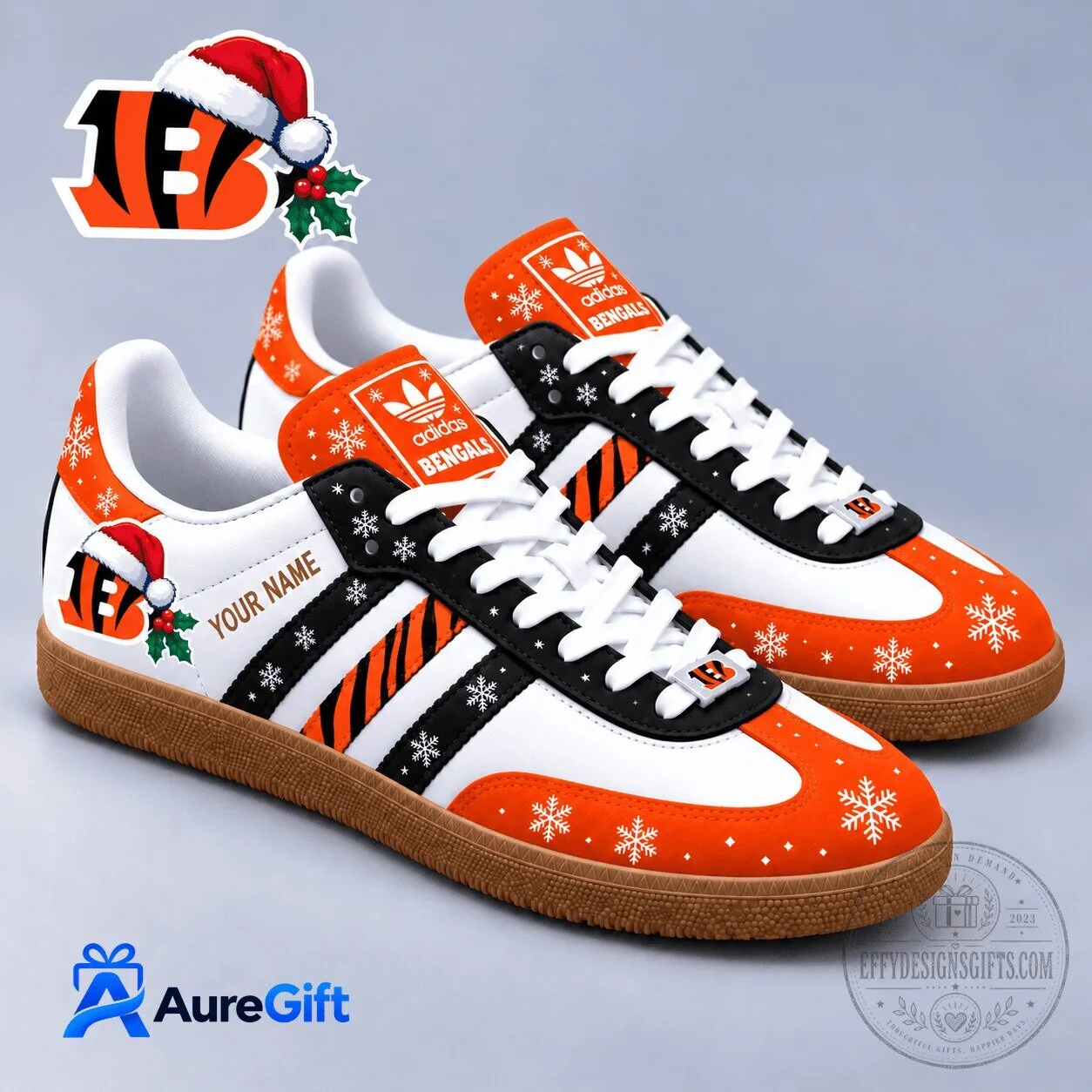 Cincinnati Bengals NFL Christmas Personalized Name Adidas Samba Shoes